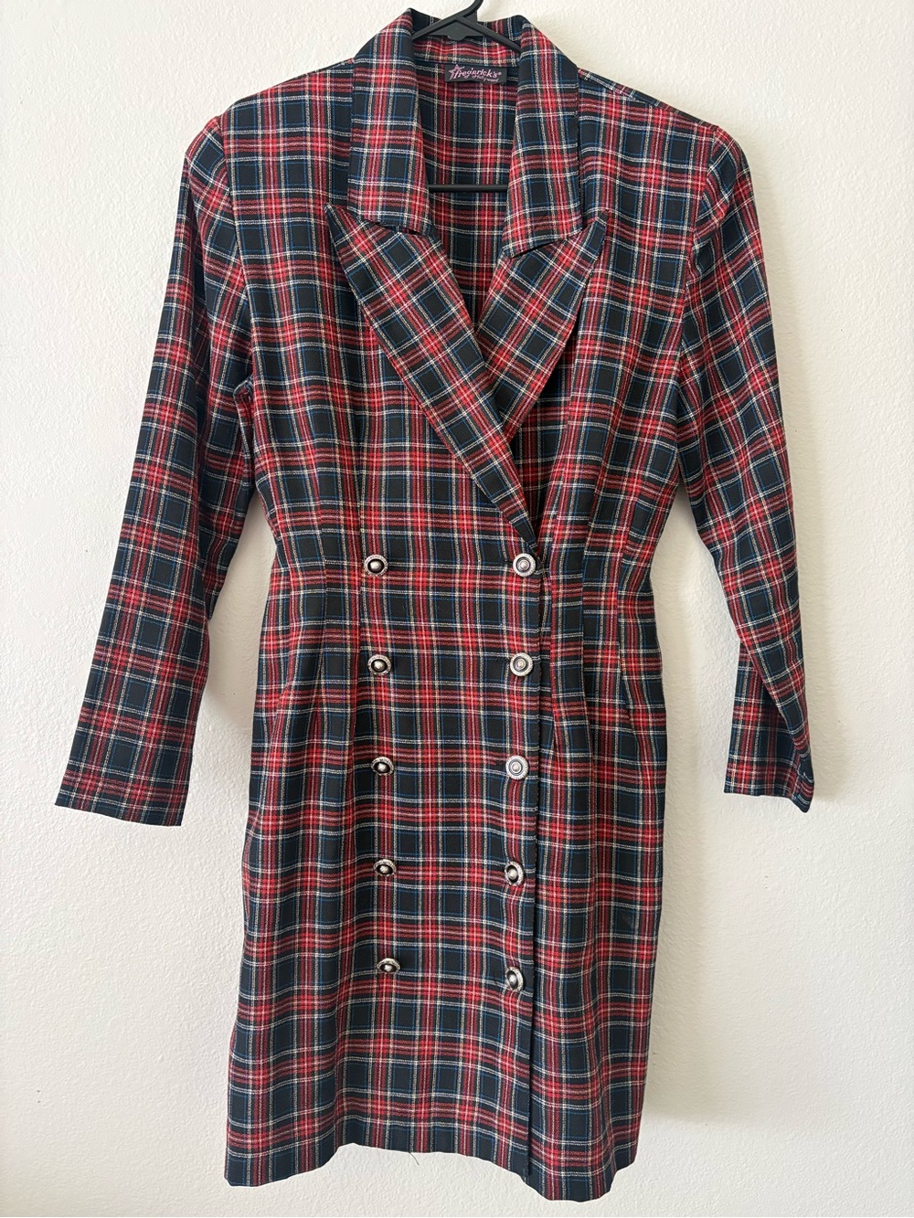 Frederick's of Hollywood Red & Black Plaid Double-Breasted Long Sleeve Dress